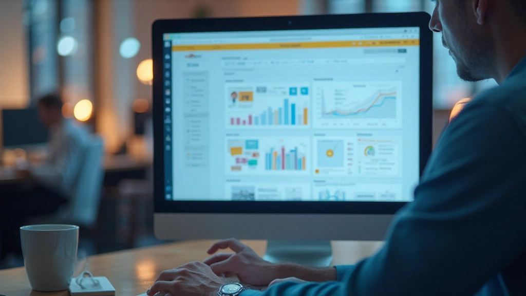 Close-up of computer screen displaying various e-commerce platform dashboards and interface options